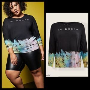 2X 18W 20W Rainbow Tiedye Dolman Tee I'm Bored